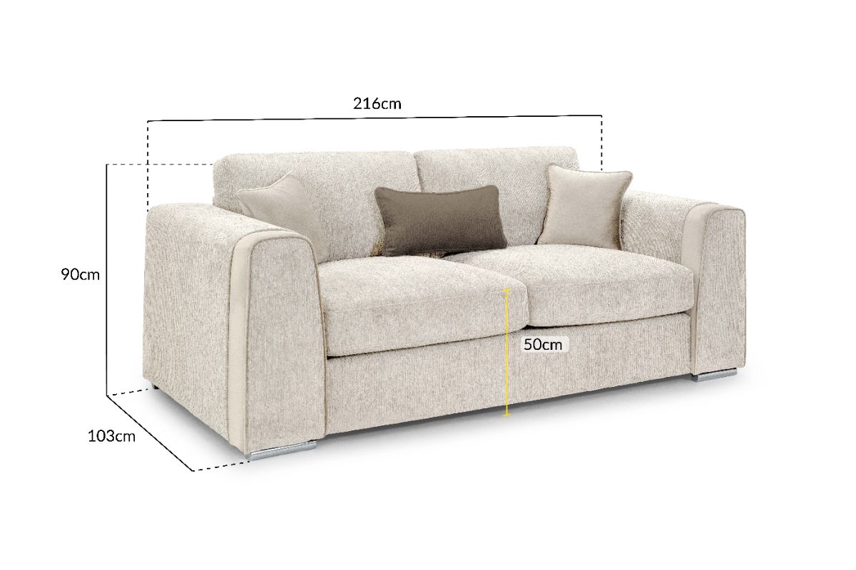 Naples Sofa Beige 3 Seater