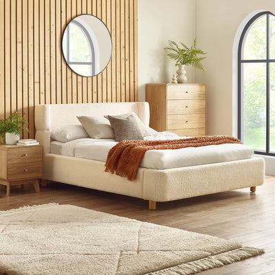 Oberon Cream Boucle Upholstered 150 cm King Bed