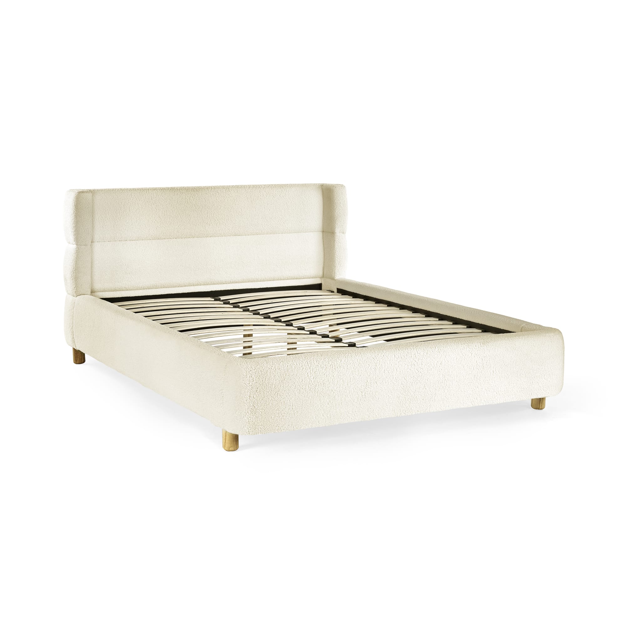 Oberon Cream Boucle Upholstered 150 cm King Bed