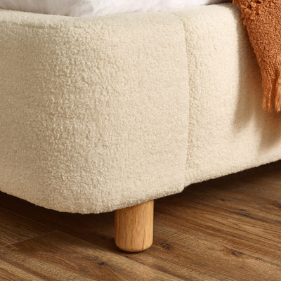 Oberon Cream Boucle Upholstered 150 cm King Bed