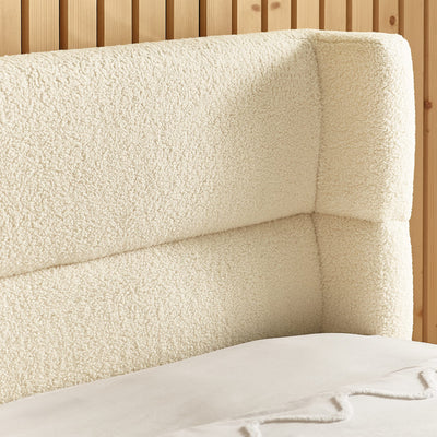 Oberon Cream Boucle Upholstered 150 cm King Bed