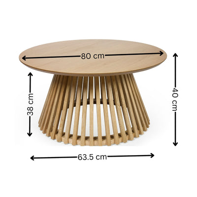 Ollie Natural Oak 80cm Round Coffee Table