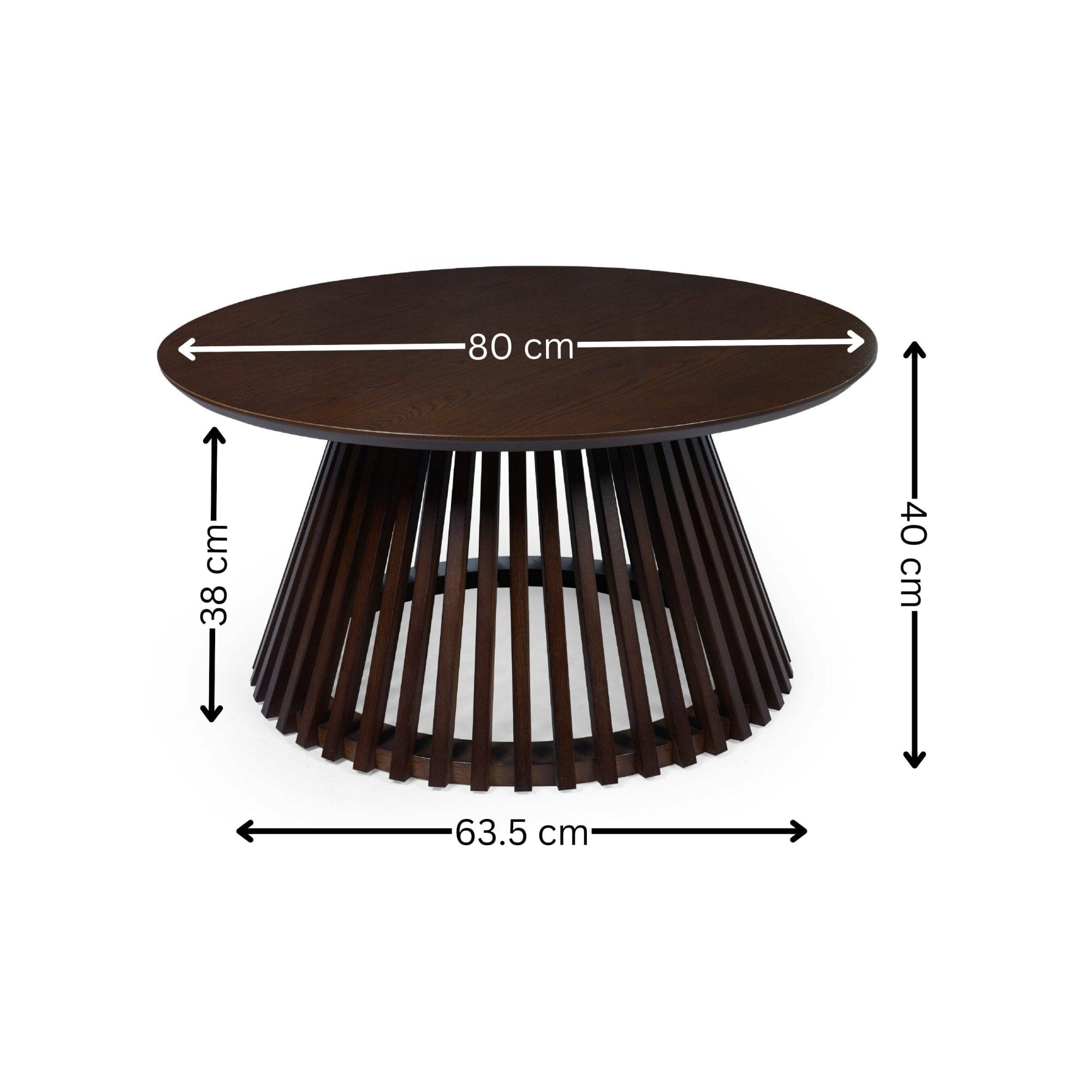 Ollie Dark Oak 80cm Round Coffee Table