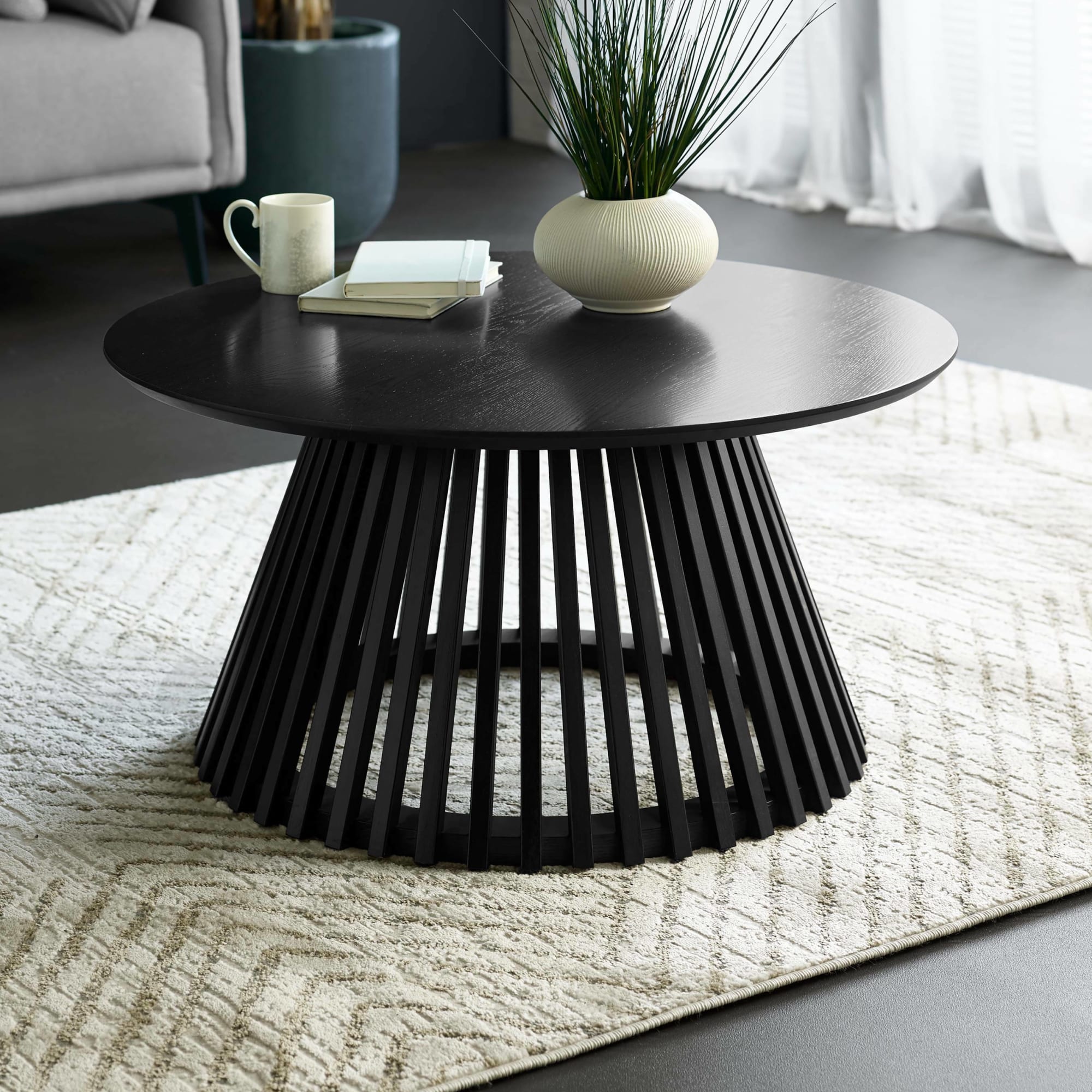 Ollie Black 80cm Round Coffee Table