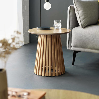 Ollie Natural Oak 45cm Round Lamp Table