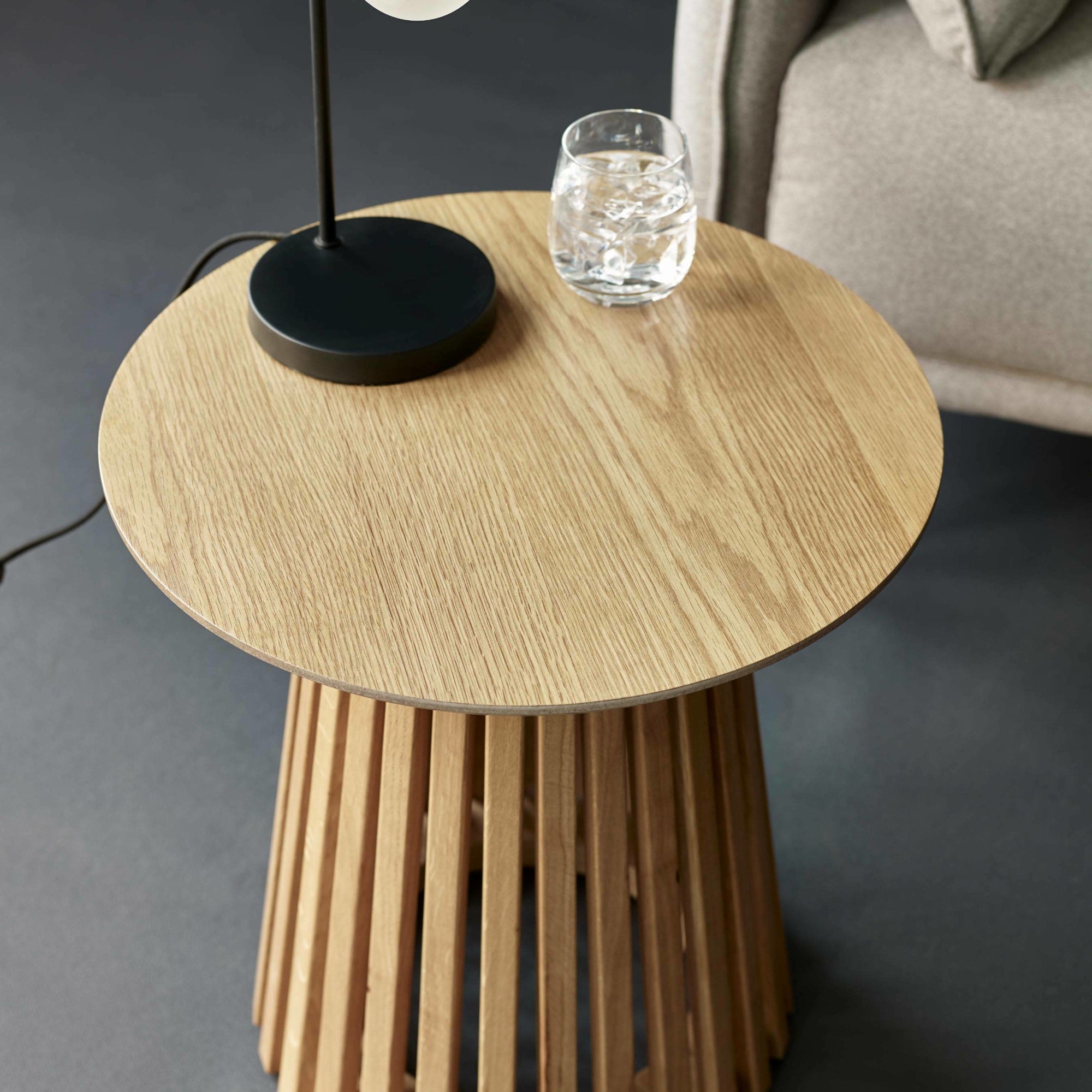 Ollie Natural Oak 45cm Round Lamp Table