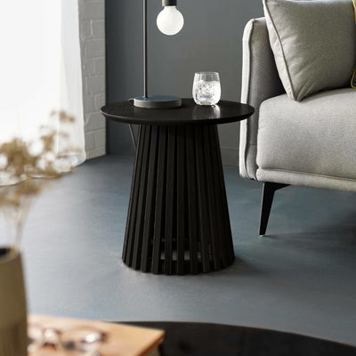 Ollie Black 45cm Round Lamp Table