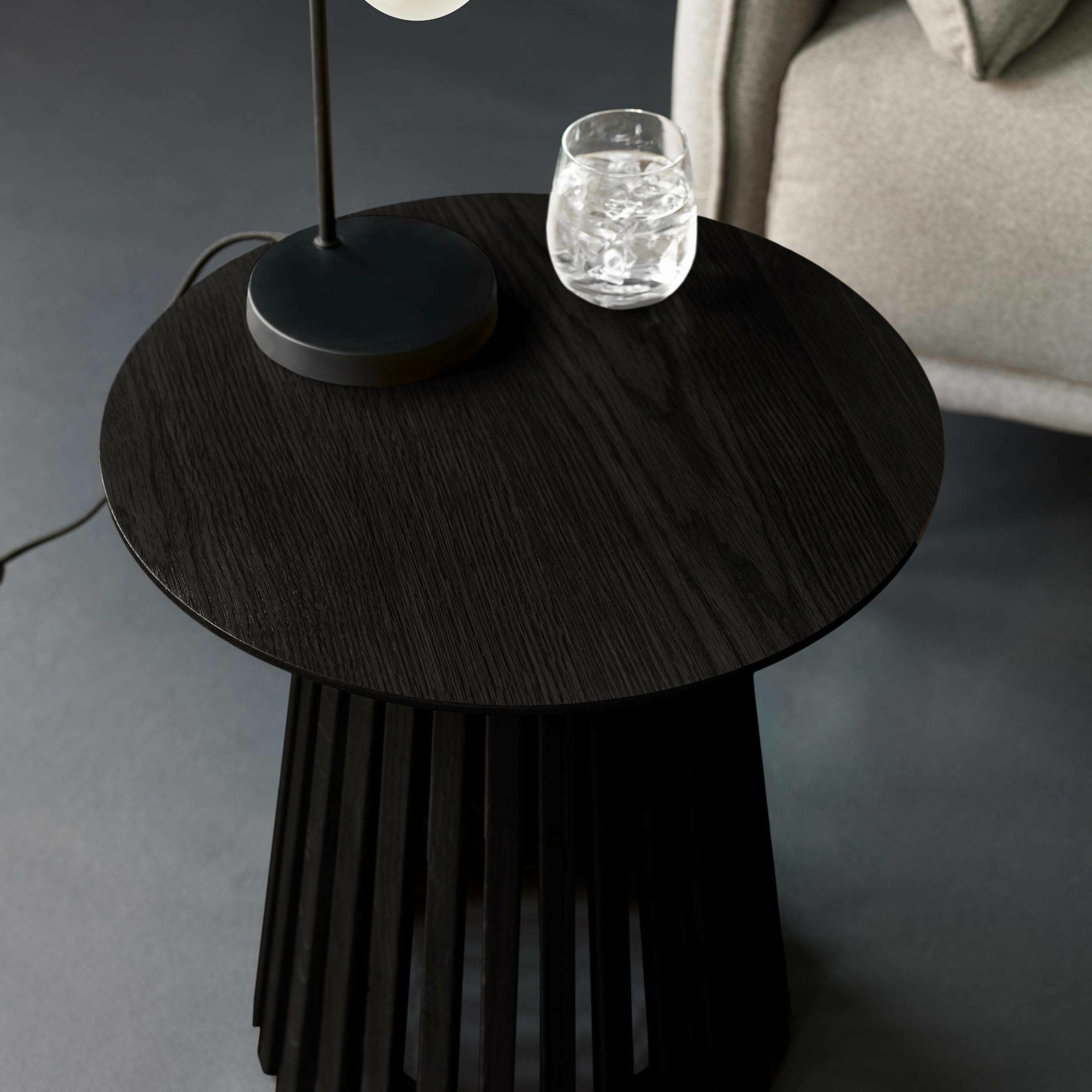 Ollie Black 45cm Round Lamp Table