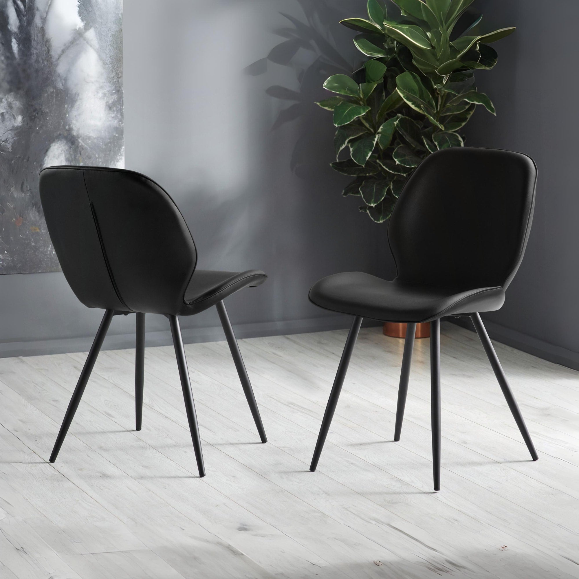 Set of 2 Otto Black Faux Leather Dining Chairs