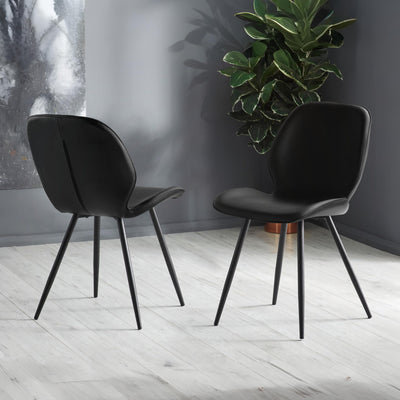 Set of 2 Otto Black Faux Leather Dining Chairs