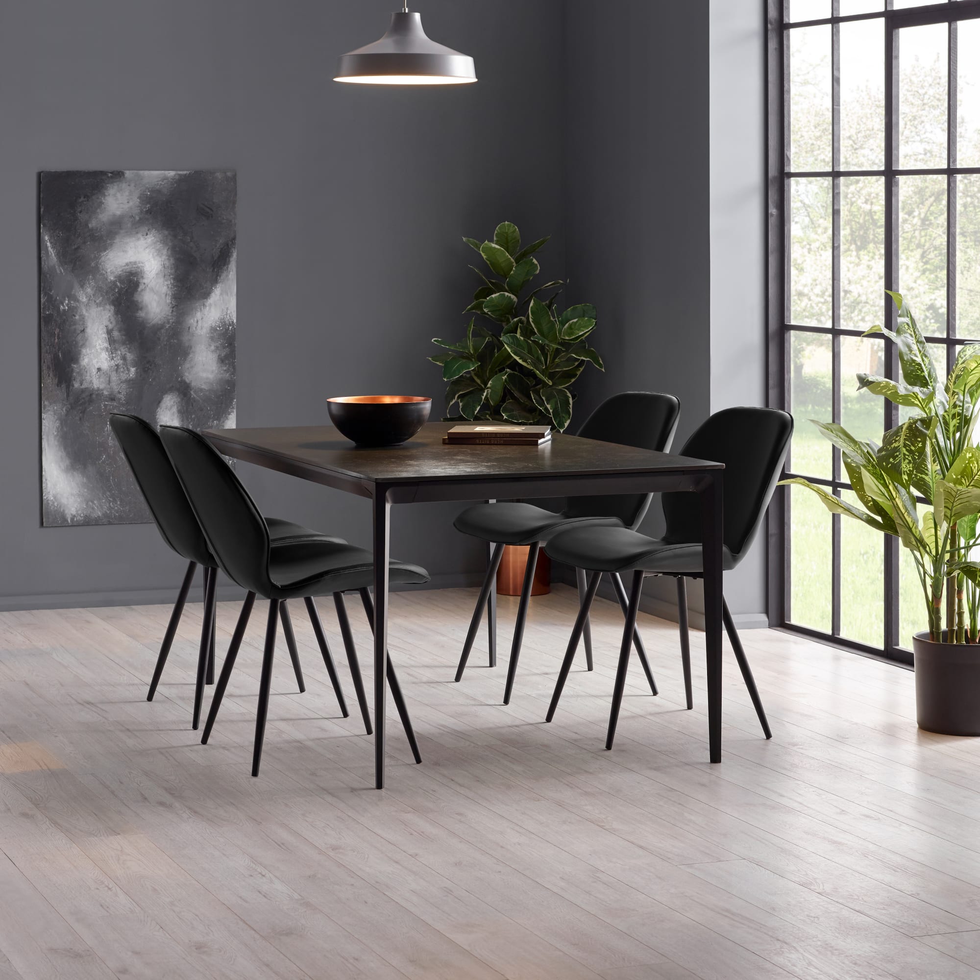 Set of 2 Otto Black Faux Leather Dining Chairs