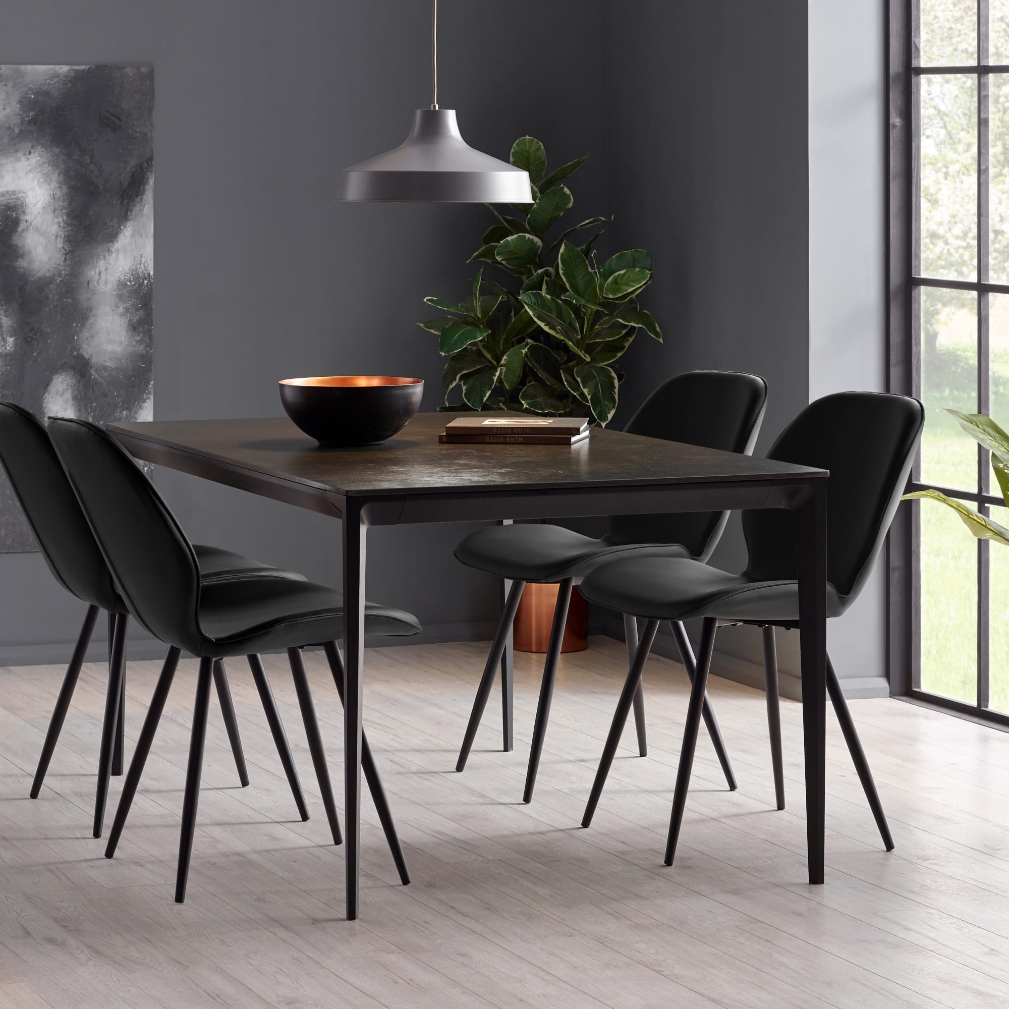 Set of 2 Otto Black Faux Leather Dining Chairs