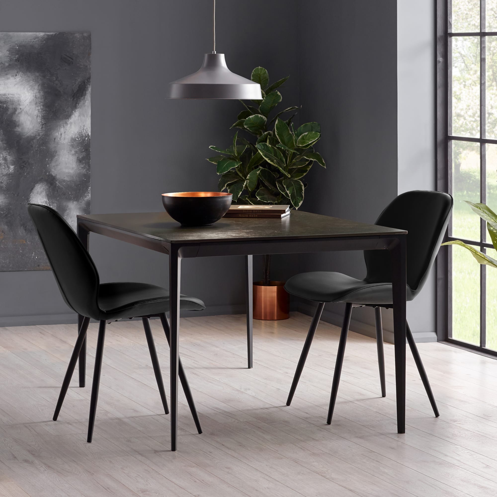 Set of 2 Otto Black Faux Leather Dining Chairs