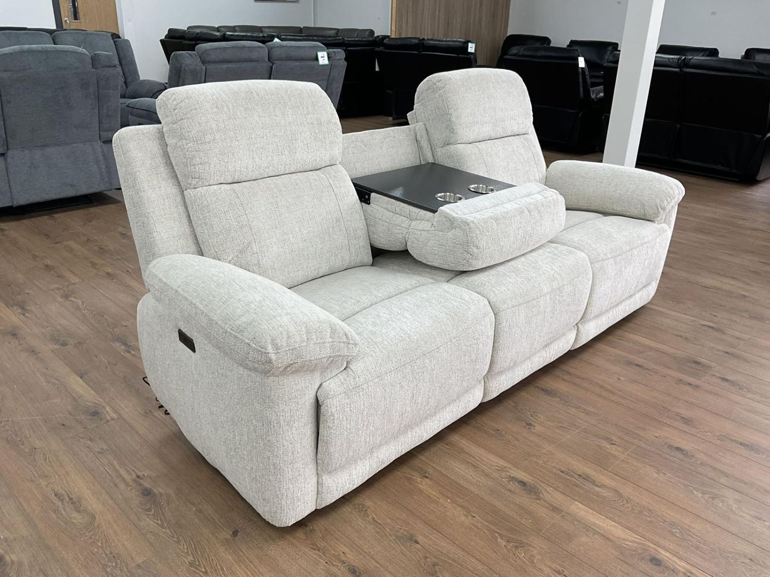 Owen Electric Recliner Sofa Beige 3 Seater