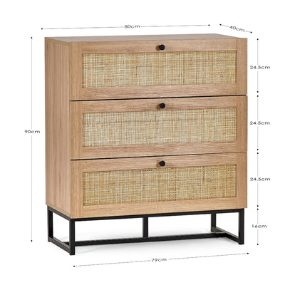 Padstow 3 Drawer Chest - Oak
