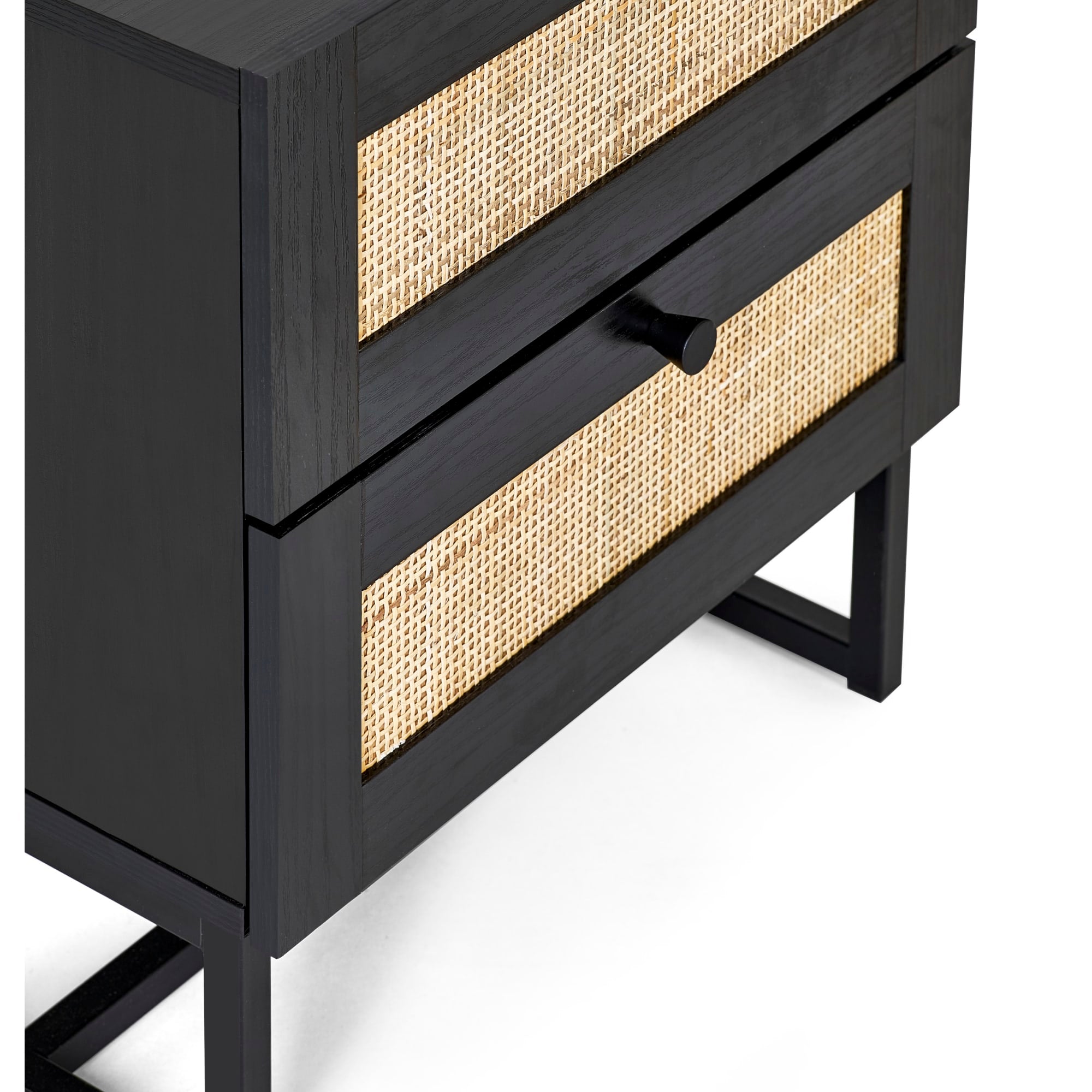 Padstow 2 Drawer Bedside - Black