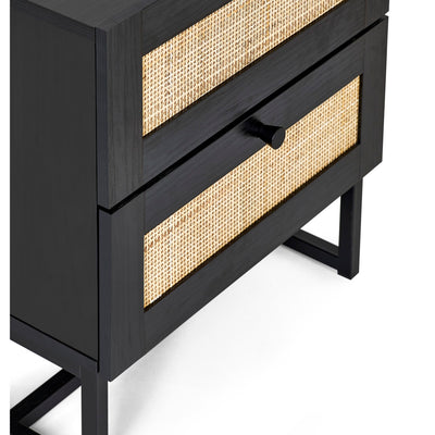 Padstow 2 Drawer Bedside - Black
