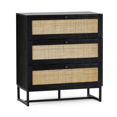 Padstow 3 Drawer Chest - Black