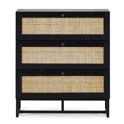 Padstow 3 Drawer Chest - Black