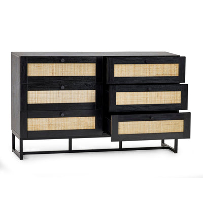 Padstow 6 Drawer Chest - Black