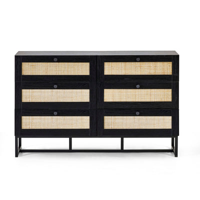 Padstow 6 Drawer Chest - Black