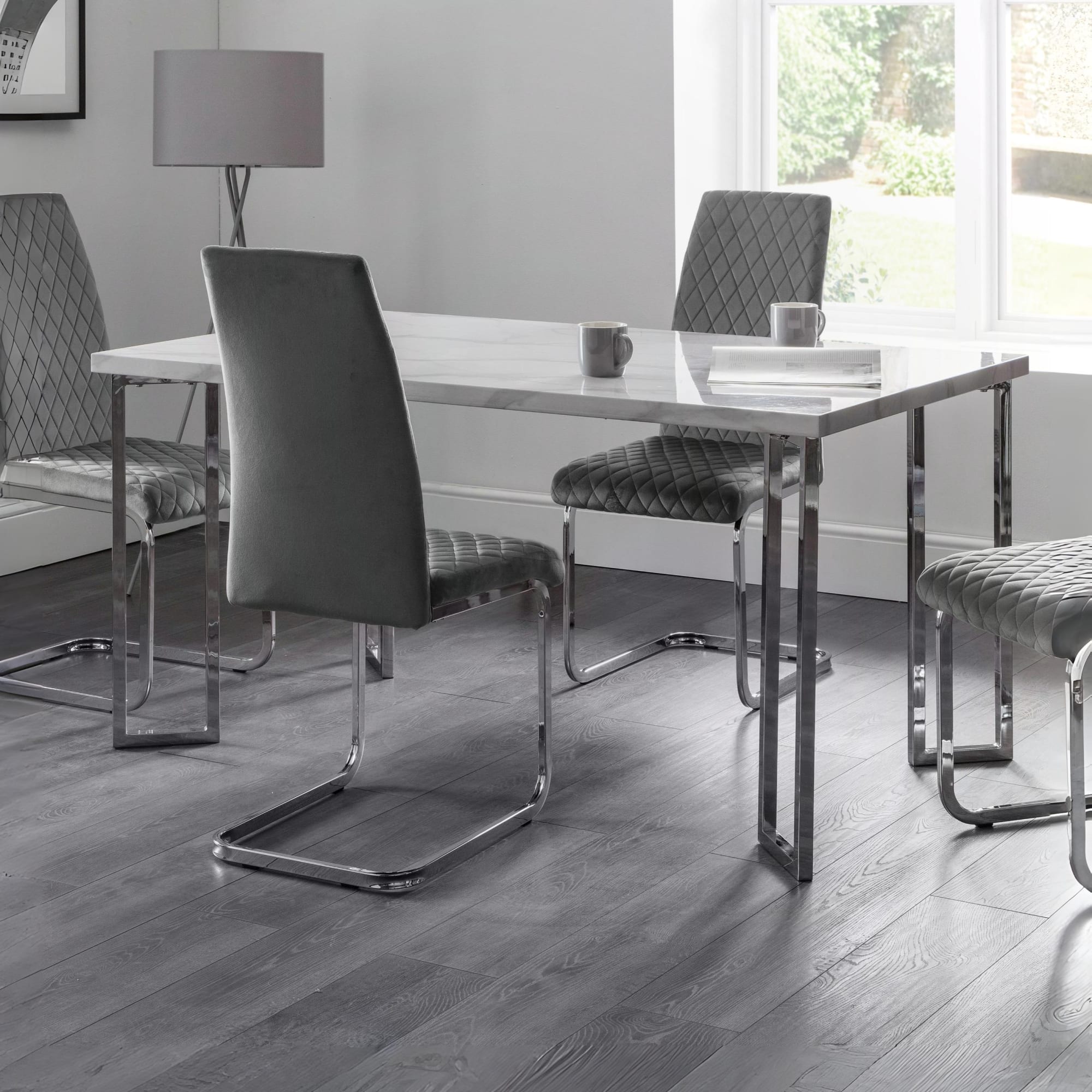 Positano Marble & Chrome Dining Table