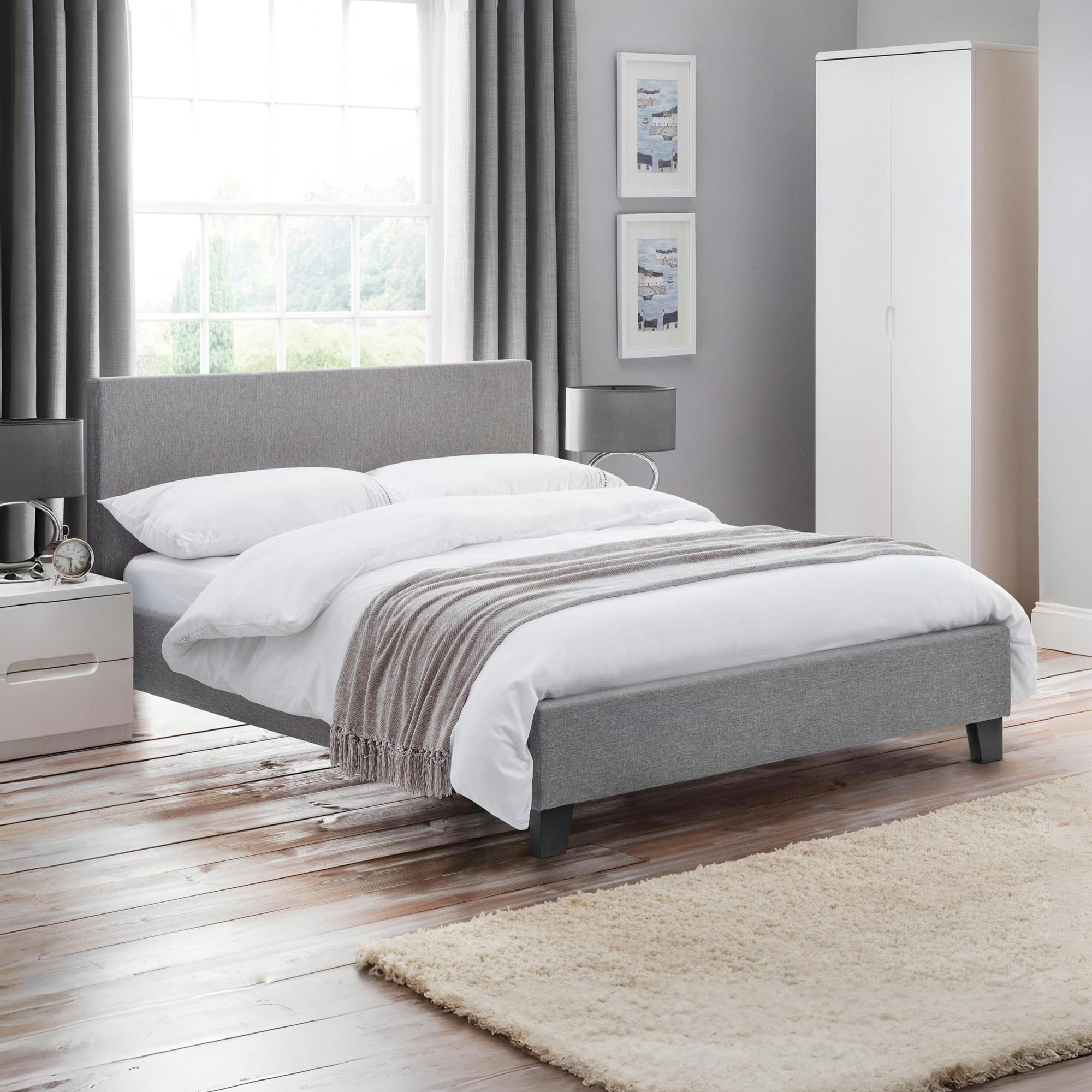 Rialto 90cm Single Bed Light Grey