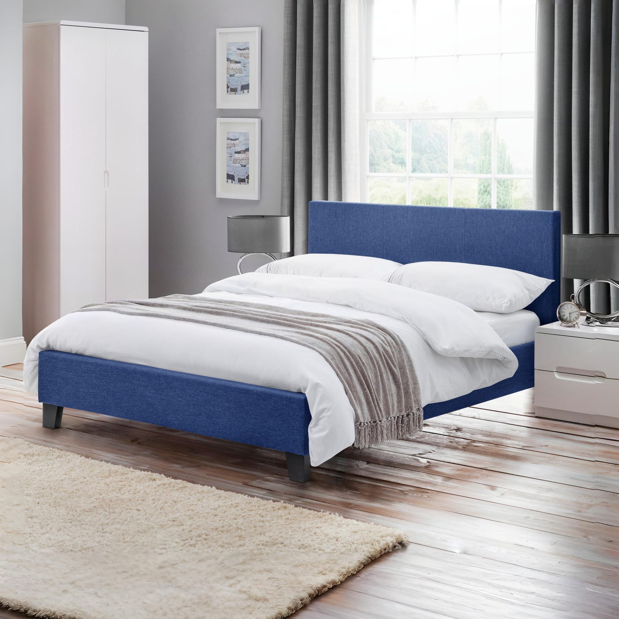 Rialto 135cm Double Bed Dark Blue