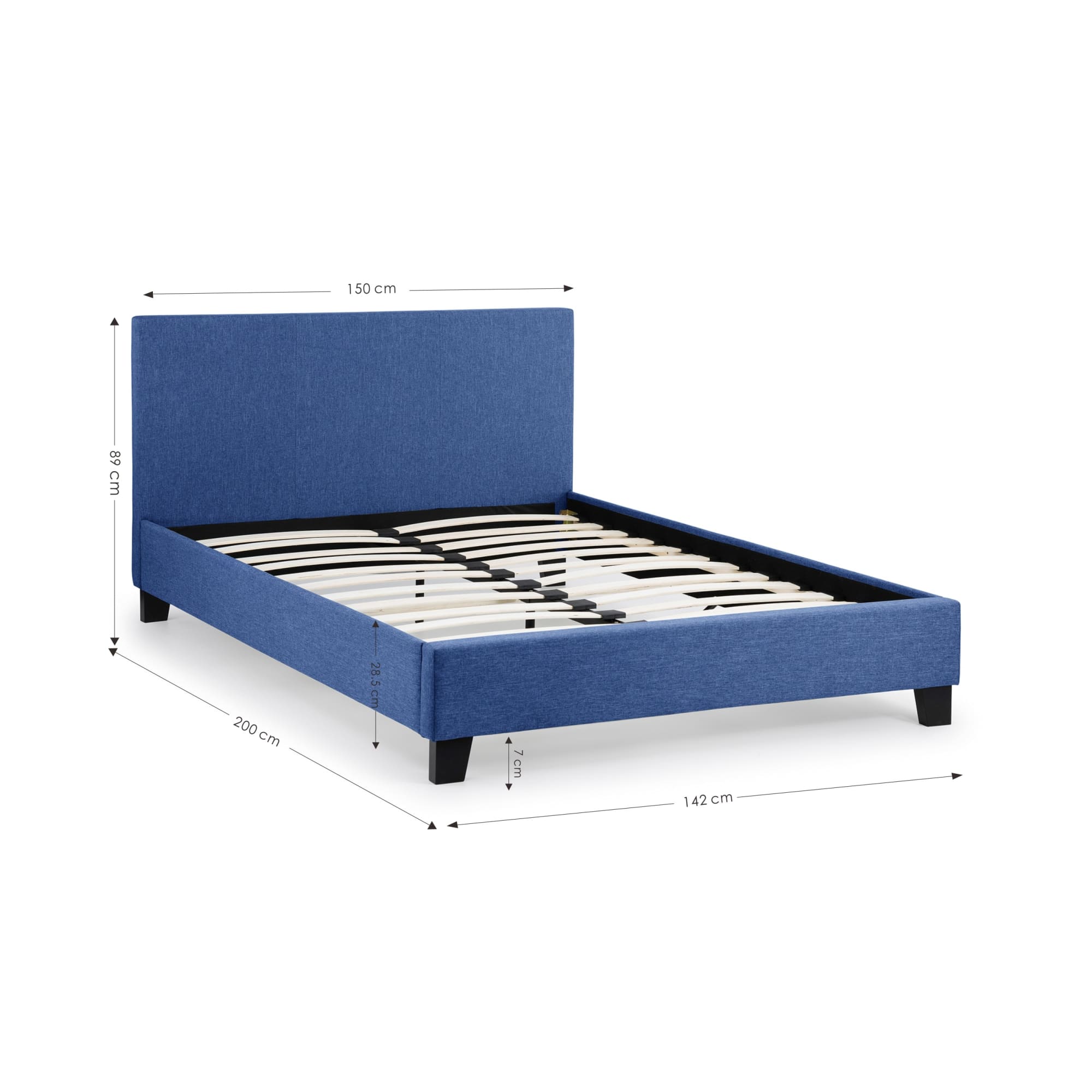 Rialto 135cm Double Bed Dark Blue