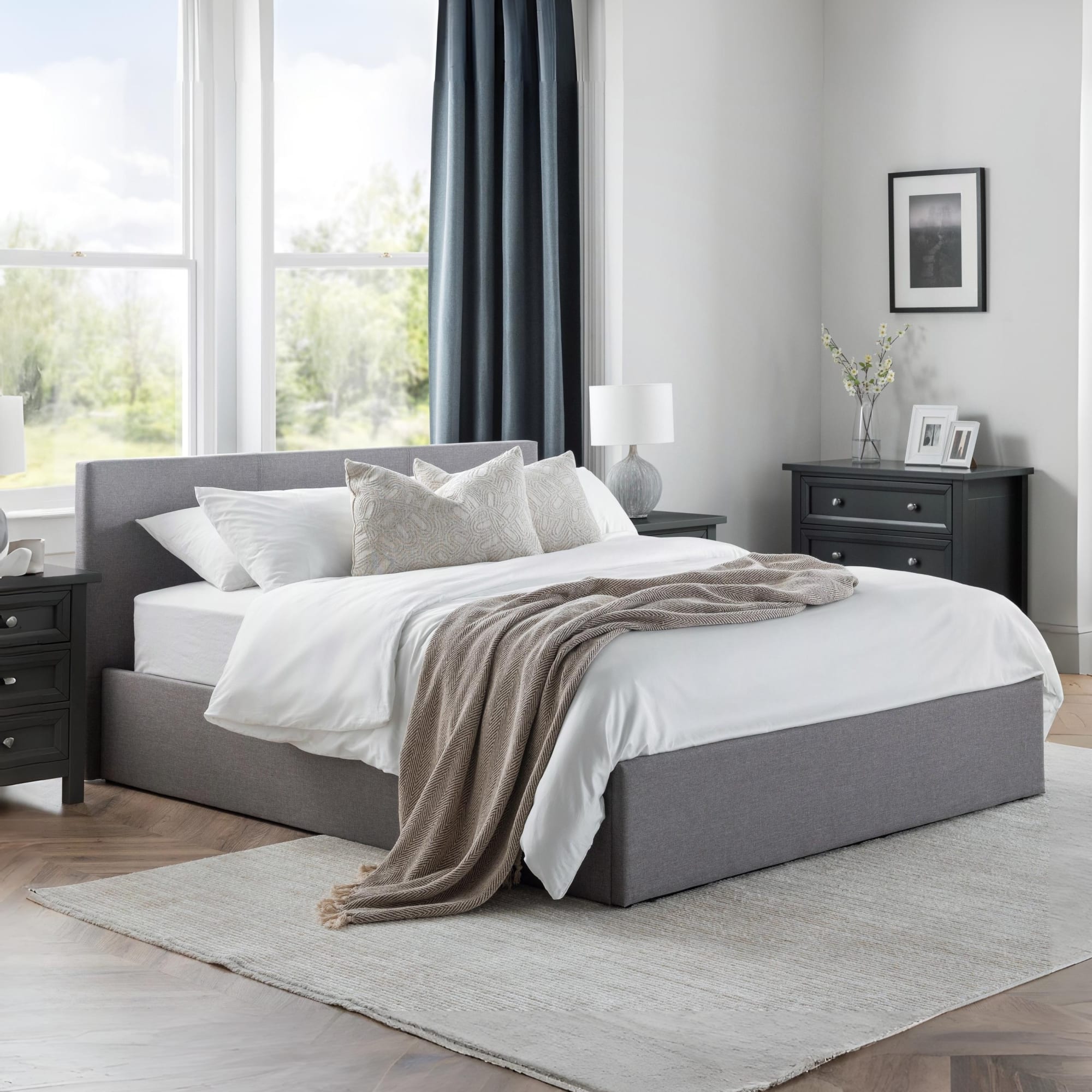Rialto Ottoman Storage 135cm Double Bed Light Grey