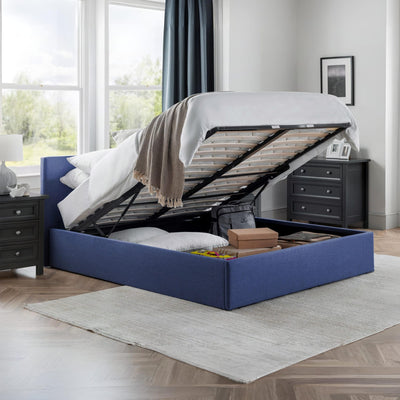 Rialto Ottoman Storage 150cm King Bed Dark Blue