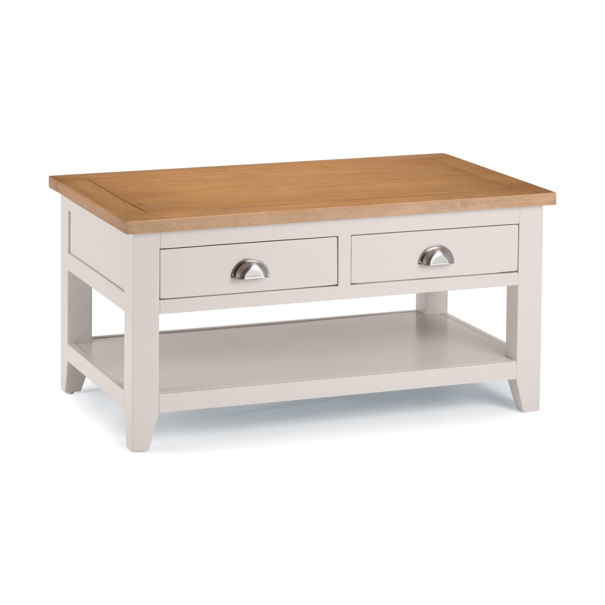 Richmond Coffee Table With 2 Drawers - Grey/Pale Oak