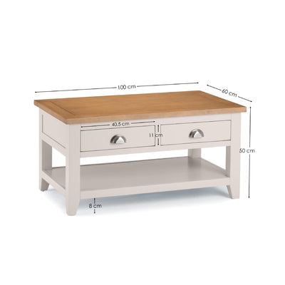 Richmond Coffee Table With 2 Drawers - Grey/Pale Oak