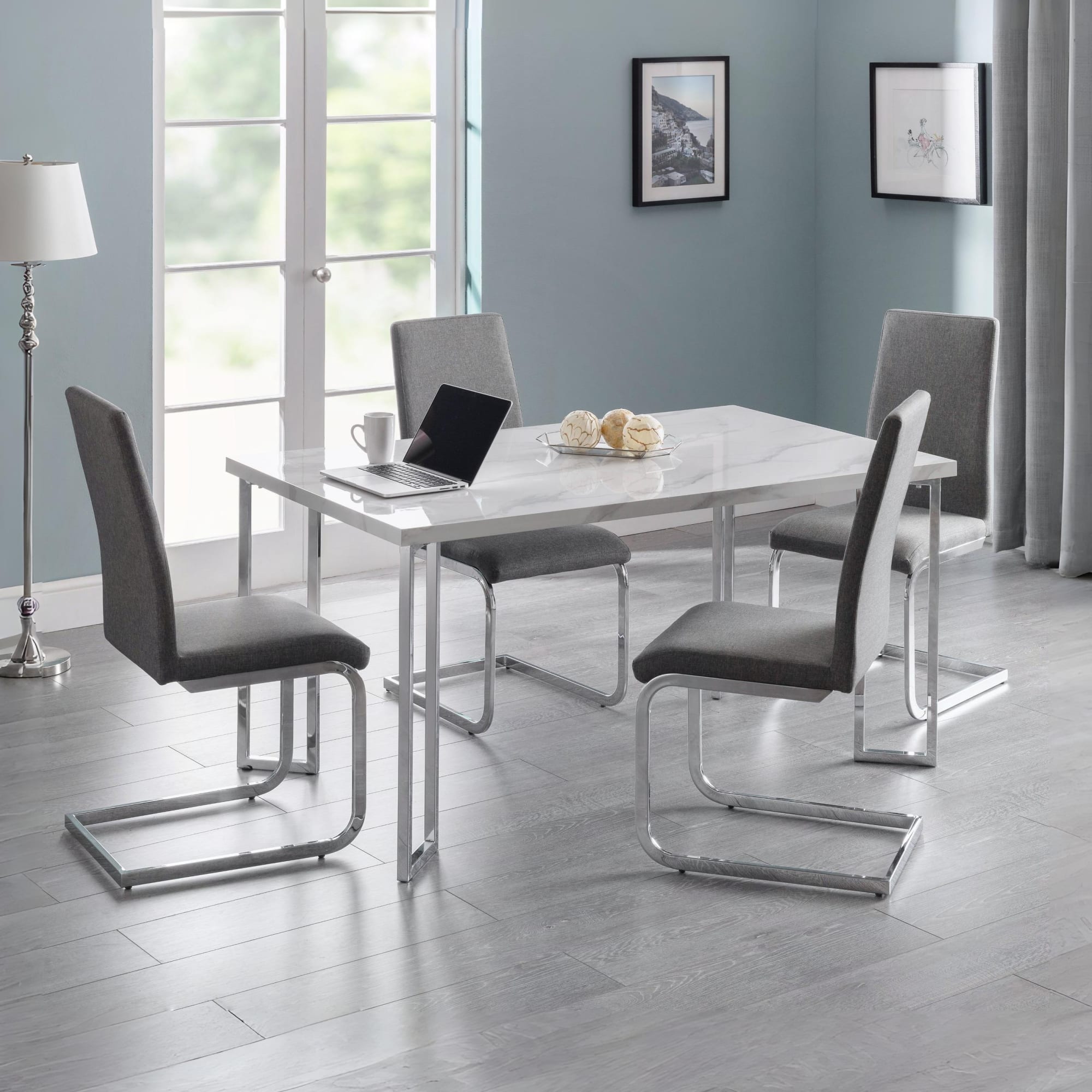 Set Of 2 Roma Cantilever Dining Chairs Slate Grey