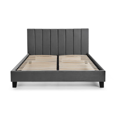 Rosa Grey Velvet Upholstered 90cm Single Bed