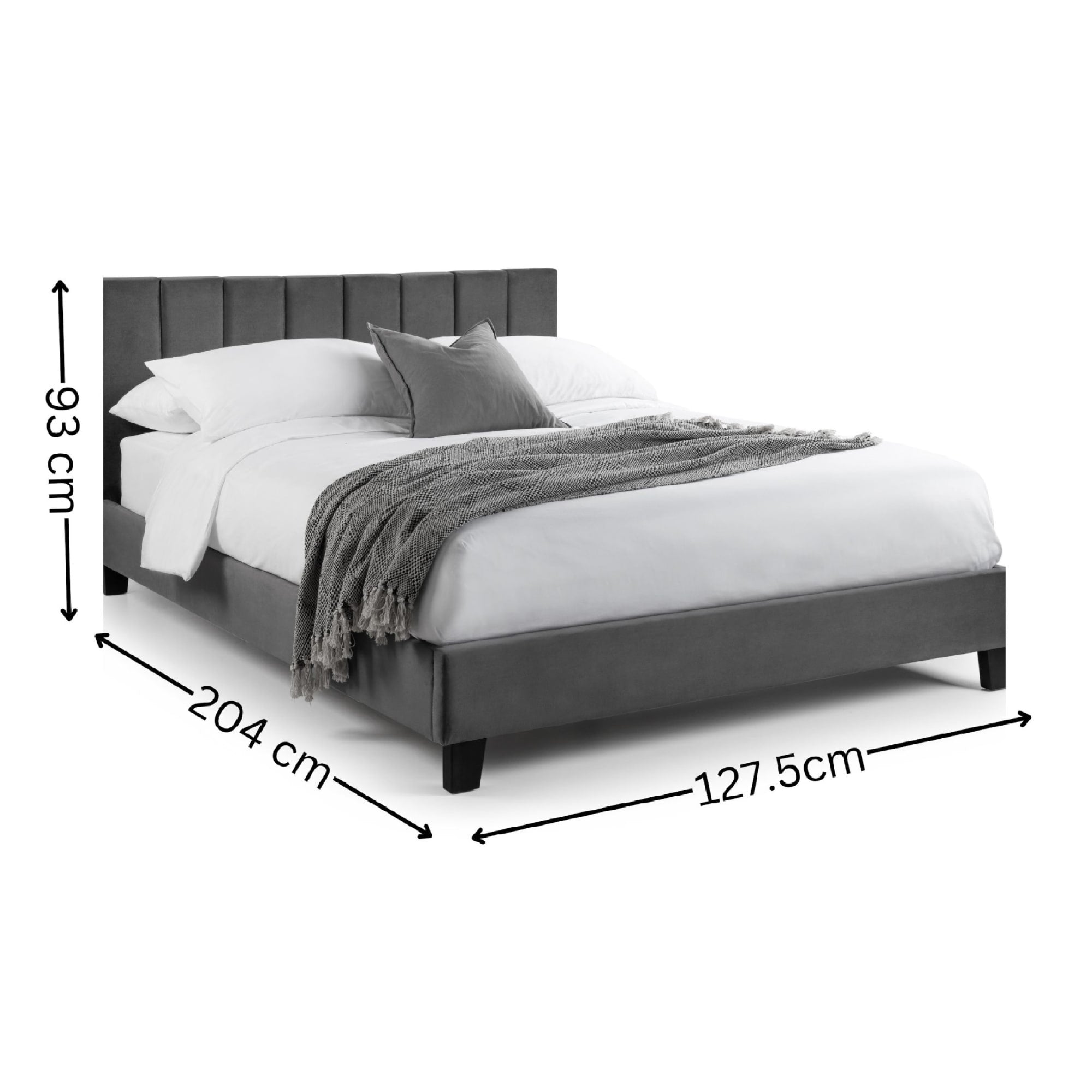 Rosa Grey Velvet Upholstered 90cm Single Bed