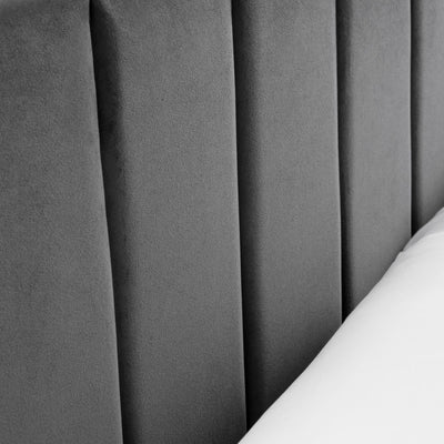 Rosa Grey Velvet Upholstered 150cm King Bed