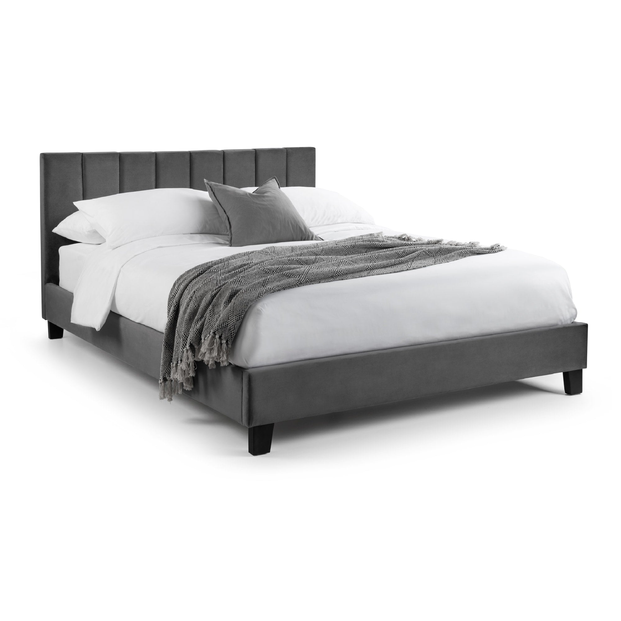 Rosa Grey Velvet Upholstered 120cm Small Double Bed
