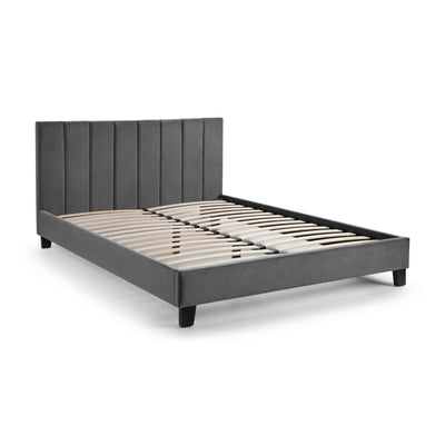 Rosa Grey Velvet Upholstered 120cm Small Double Bed