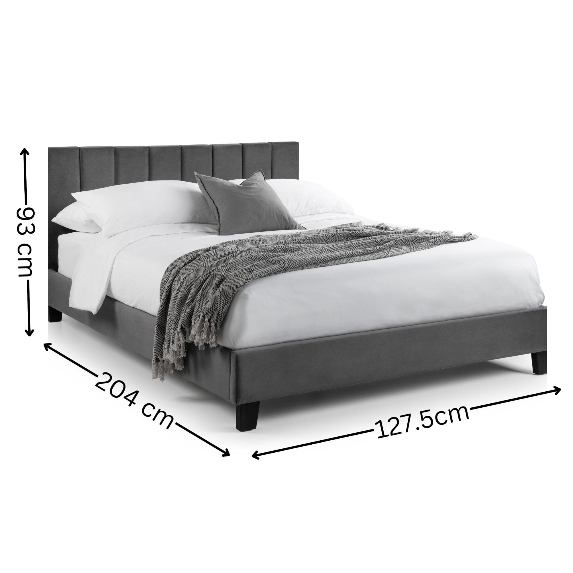 Rosa Grey Velvet Upholstered 120cm Small Double Bed