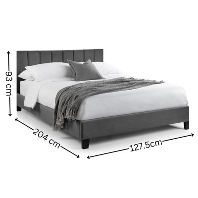 Rosa Grey Velvet Upholstered 120cm Small Double Bed