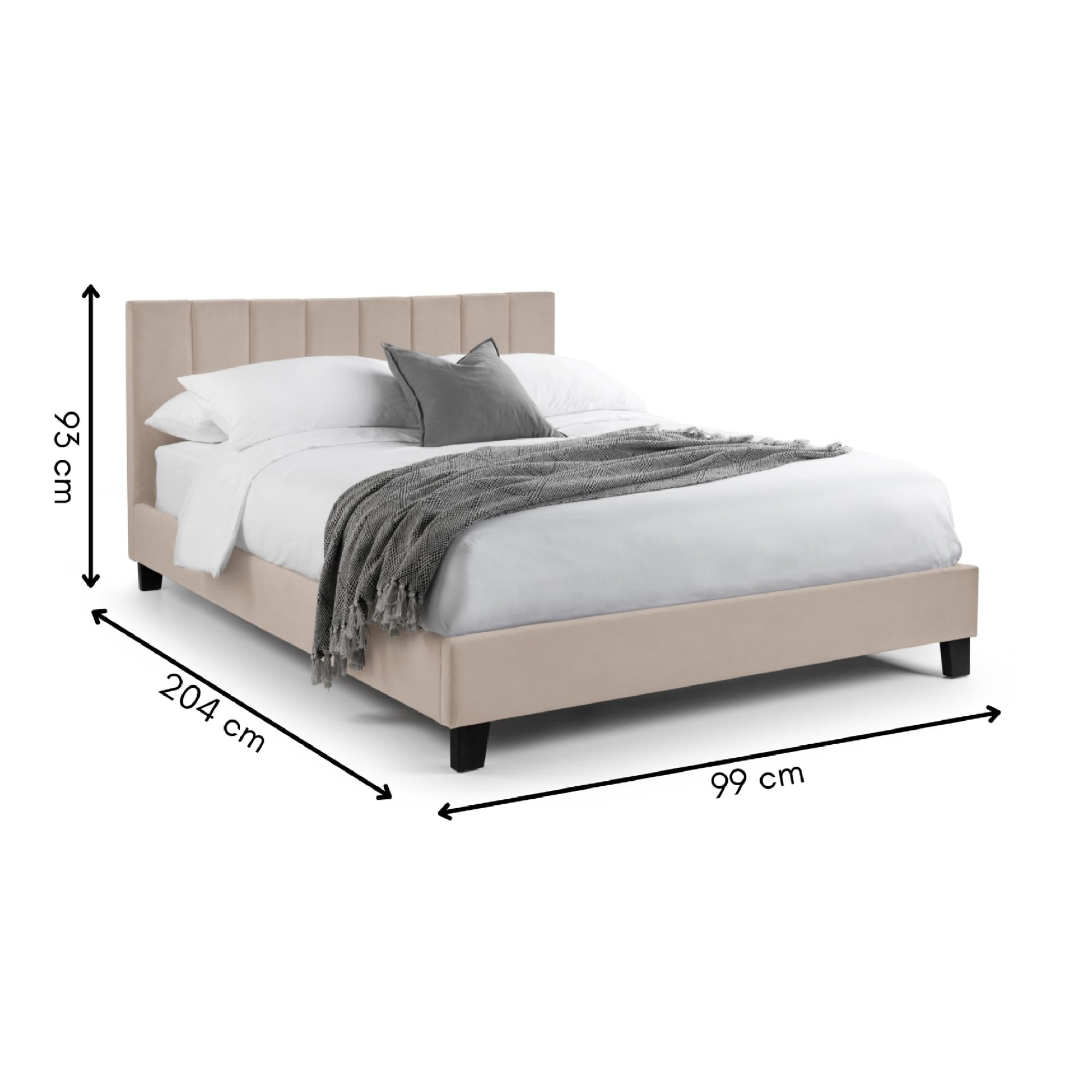 Rosa Cream Velvet Upholstered 90cm Single Bed