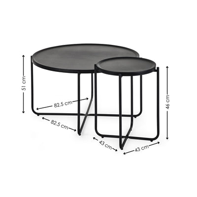Sagrada Round Black Coffee and Lamp Table Set