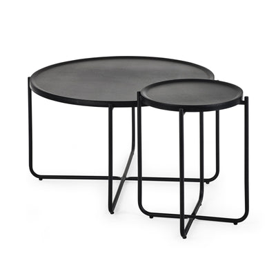 Sagrada Round Black Coffee and Lamp Table Set