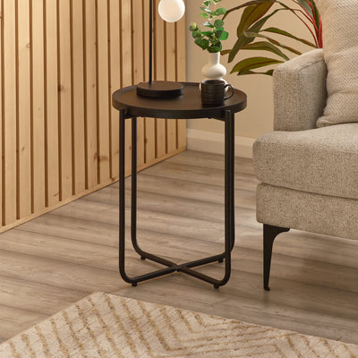 Sagrada Round Black Coffee and Lamp Table Set
