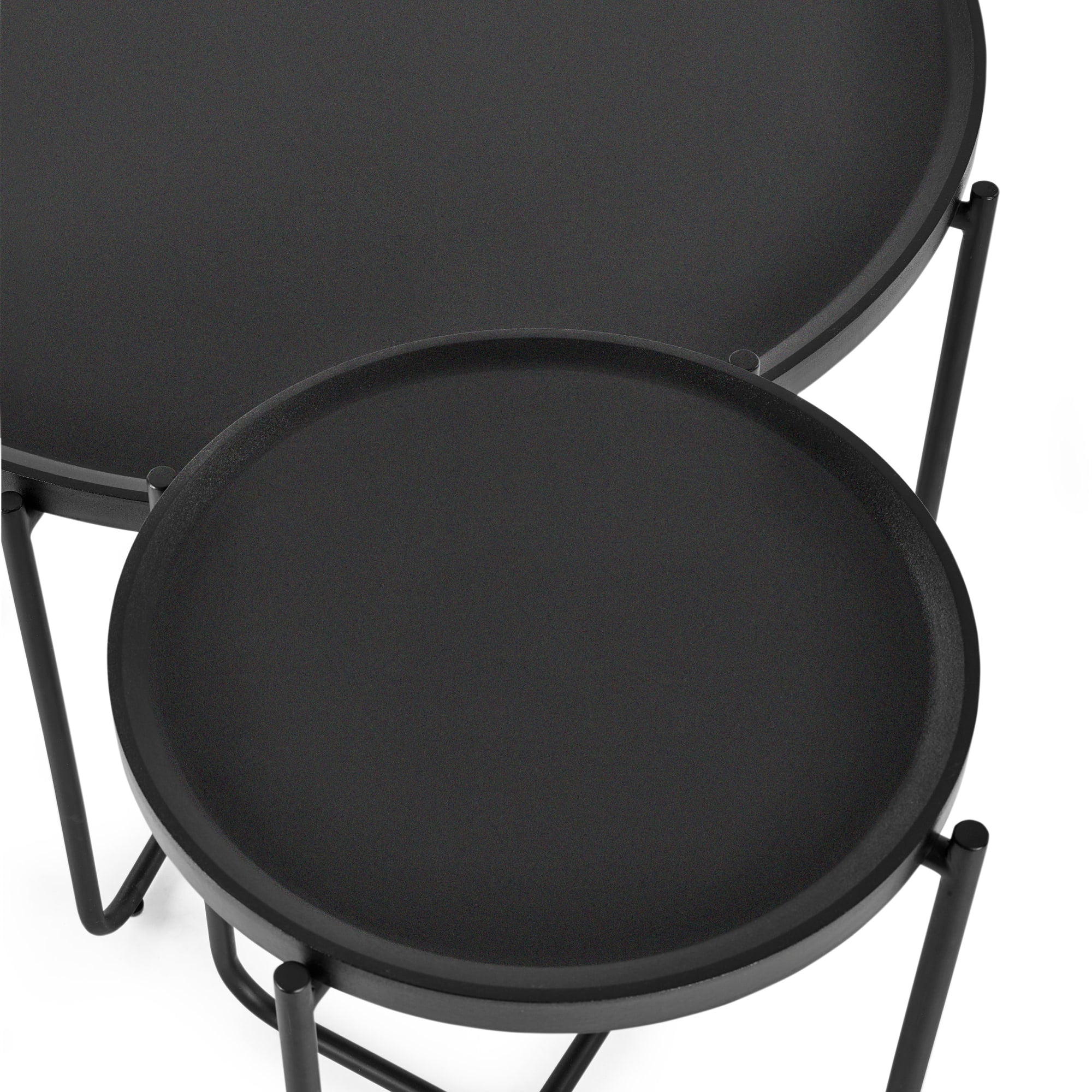 Sagrada Round Black Coffee and Lamp Table Set