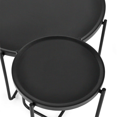 Sagrada Round Black Coffee and Lamp Table Set