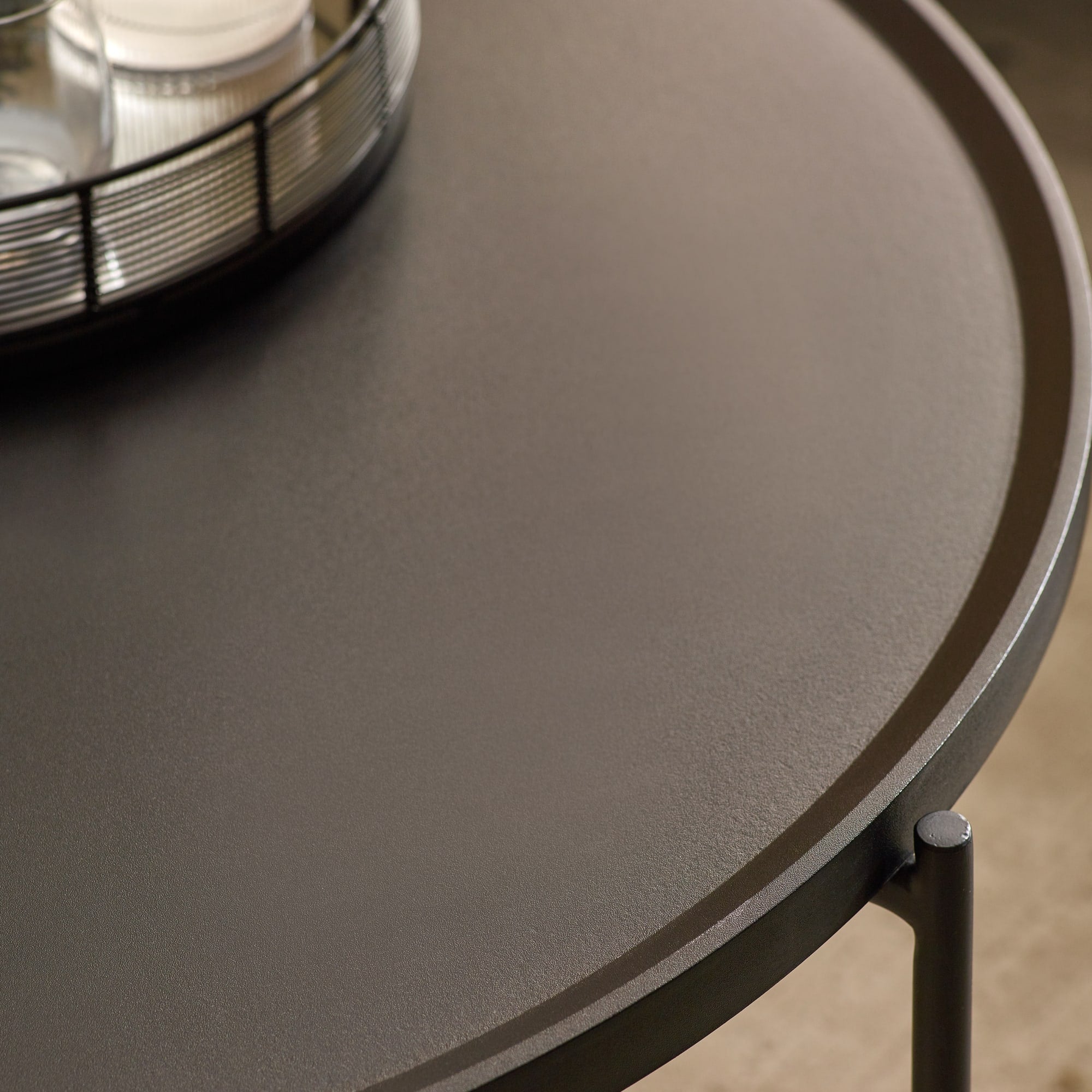 Sagrada Round Black Coffee and Lamp Table Set