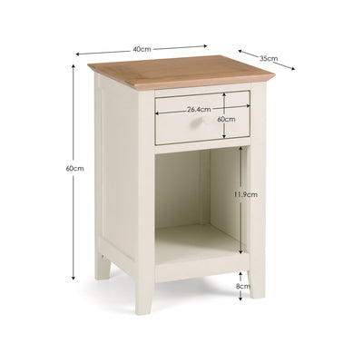 Salerno Shaker Ivory/ Oak 1 Drawer Bedside