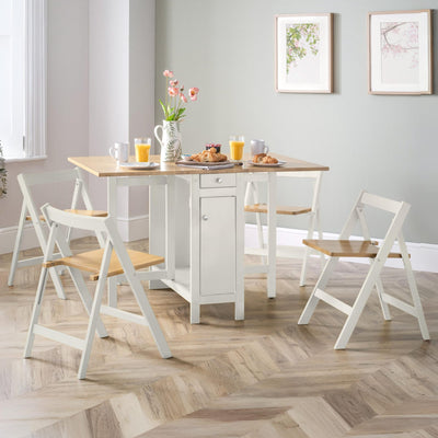 Savoy Whte and Oak 4 Seater Extending Dining Set